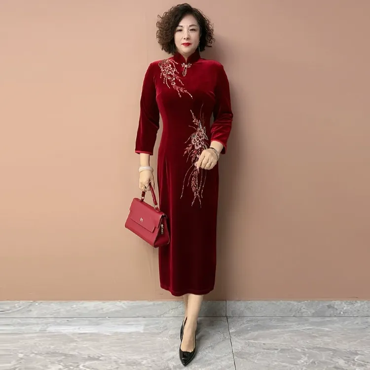 喜婆婆婚宴装平时可穿喜妈妈婚礼礼服高端结婚喜服旗袍气质年轻款