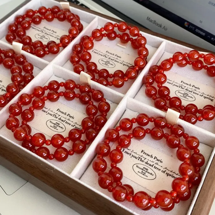 琉璃手链 红绿双圈手串许妍露思同款贵气显白时尚8厘精致礼盒