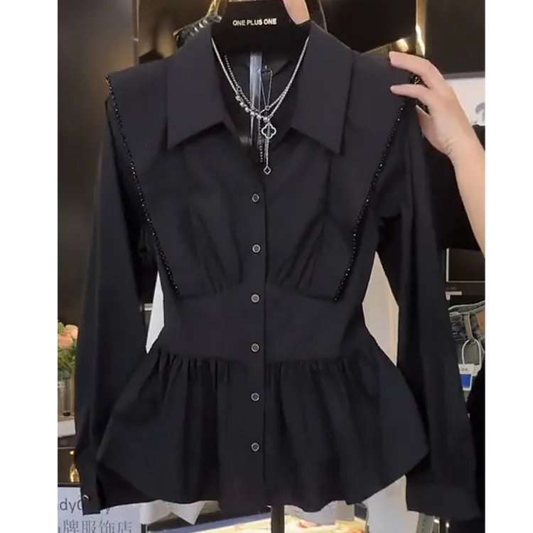 大码女装长袖衬衫女2025春季新款设计感法式上衣时尚百搭气质衬衣