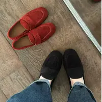 时光邮差~乐福鞋女新款粗跟圆头通勤懒人鞋055