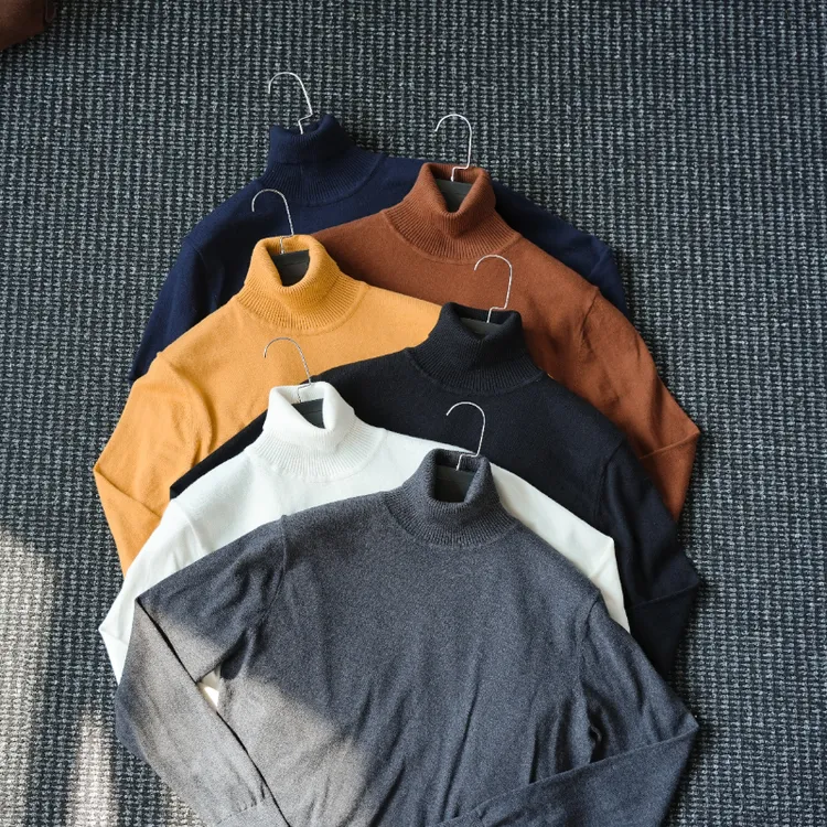 CssuGent冬季山羊绒混纺 高定可翻高领针织毛衣男修身雅痞保暖衫