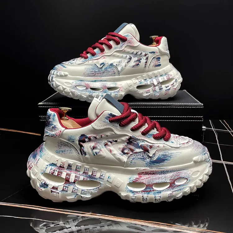 2025秋季复古擦色老爹鞋男士内增高厚底男鞋百搭户外运动休闲鞋