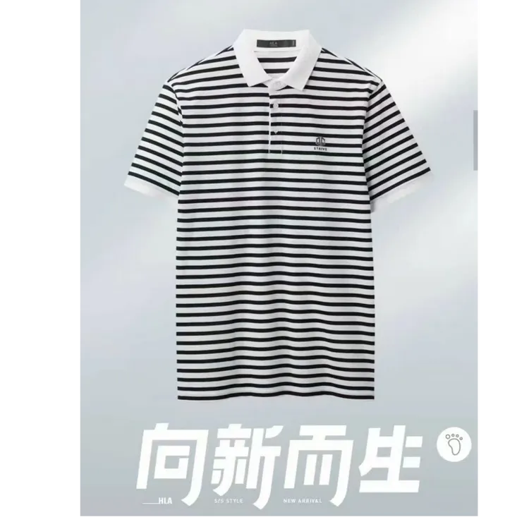 剪标顺滑丝光棉Polo衫男士夏季休闲翻领短袖海剪标条纹T恤
