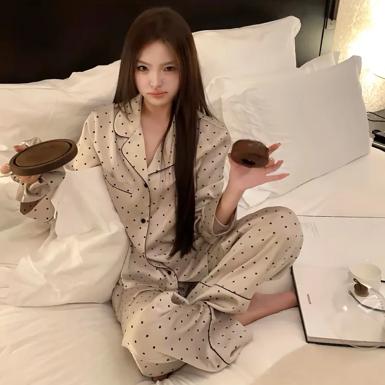 冰丝睡衣女款春秋季爆款2025新款网红女士仿真丝长袖居家居服套装