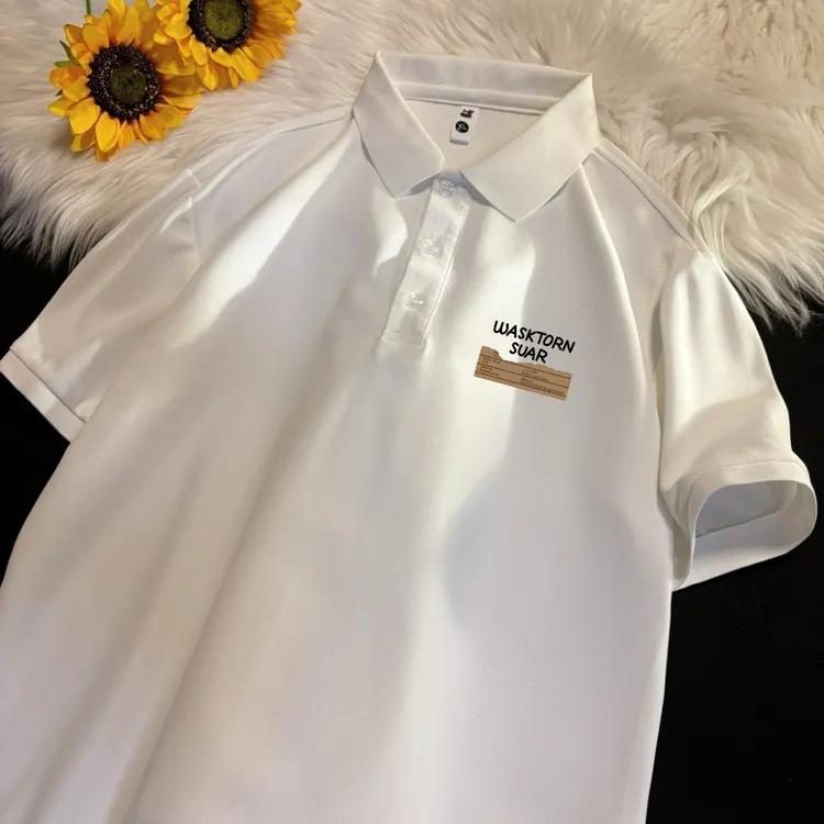 男士polo衫夏季宽松简约字母半袖上衣2025新款休闲翻领短袖t恤衫