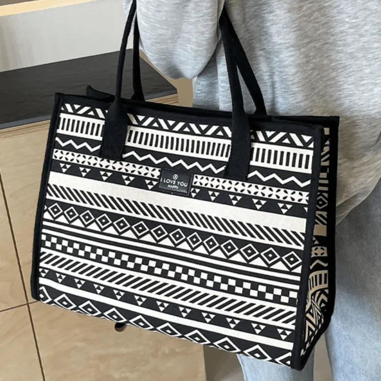 托特大容量2025新款单肩包包女帆布手提购物袋外出旅行通勤包W417