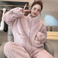 新款冬季睡衣加绒款家居服睡衣套装休闲睡衣可外穿套装