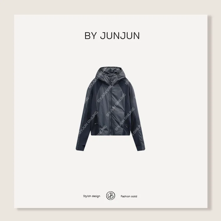 ByJunjun【曼波】高级定制拼接感棉外套修身显瘦连帽上衣