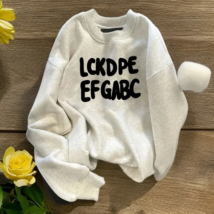 美式休闲时尚复古高级感字母印花卫衣百搭圆领痞帅秋冬季小众上衣