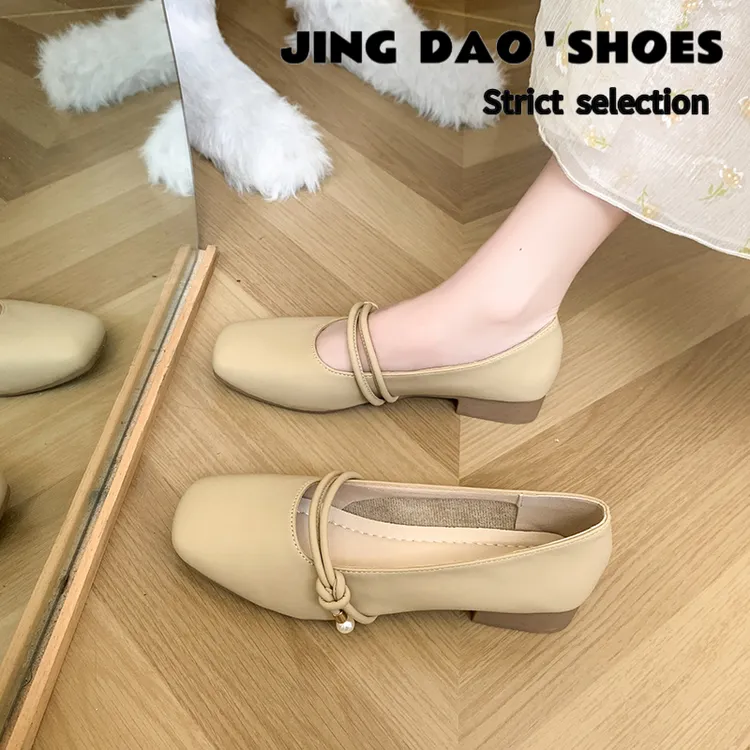 2025新款春秋温柔配裙子平底小皮鞋浅口法式低跟豆豆鞋玛丽珍单鞋