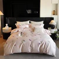 美如梦丨彩羽飞扬 100S长绒棉四件套高精密刺绣精致花边床上用品