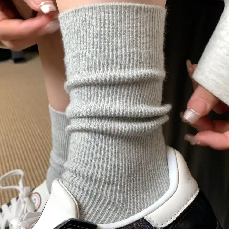 秋冬中高筒竖条纹棉质森系拼接防臭中筒袜耐磨冬季日式薄款