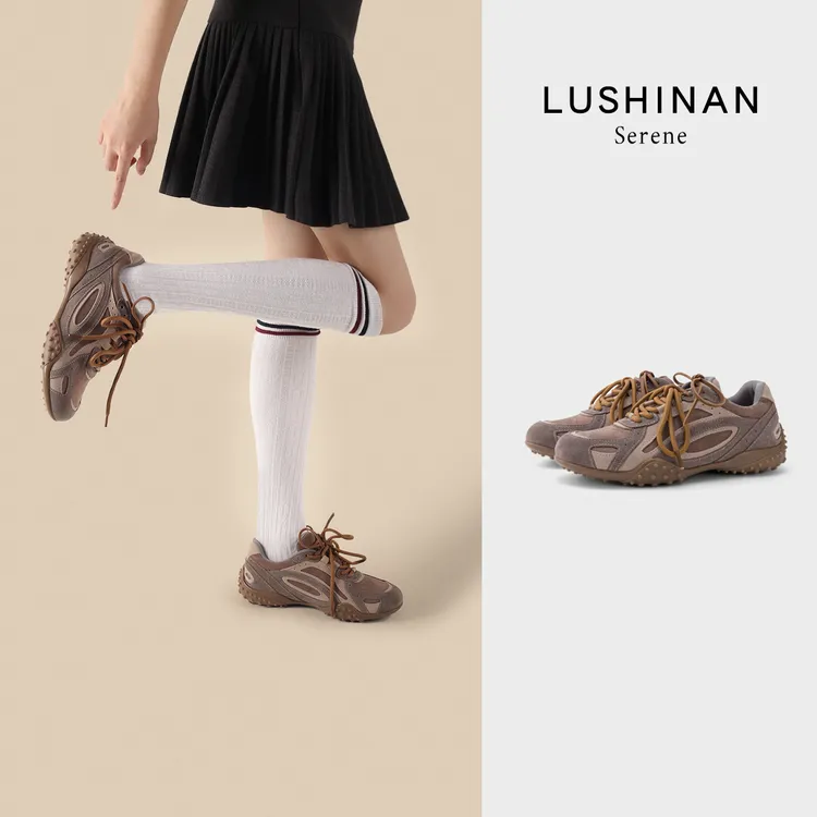 路施南复古厚底德训女2025新款舒适户外运动鞋百搭时尚
