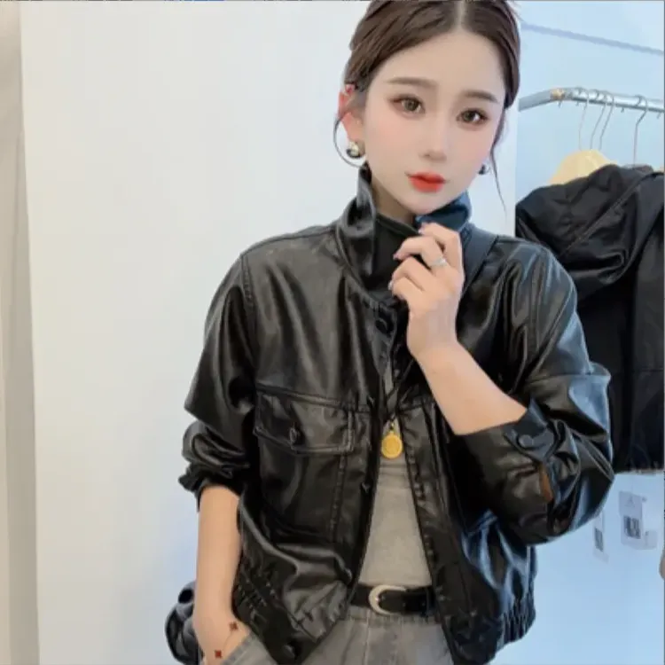 【宋轶同款】皮衣外套女海宁油蜡皮植鞣皮夹克高雅轻奢秋季新款上衣