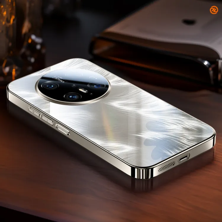 适用华为Mate70手机壳60pro+镜面羽毛冰晶玻璃壳50商务轻薄40简约