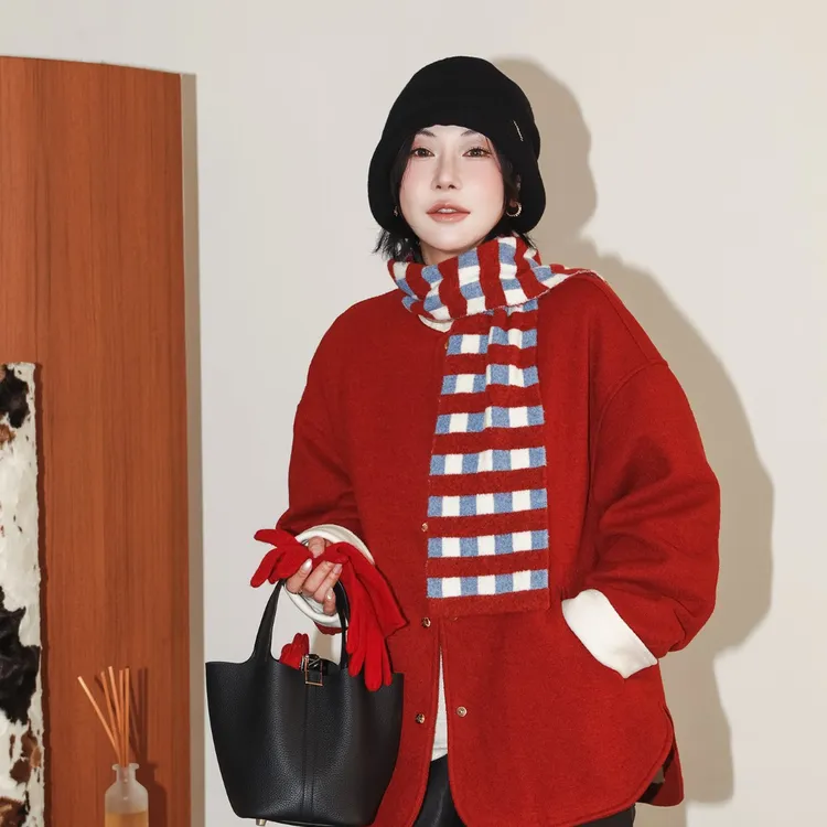 PENNYPENG惊鸿 秋冬新款时髦轻盈绒感圆领精梳羊毛90绒鹅绒服外套