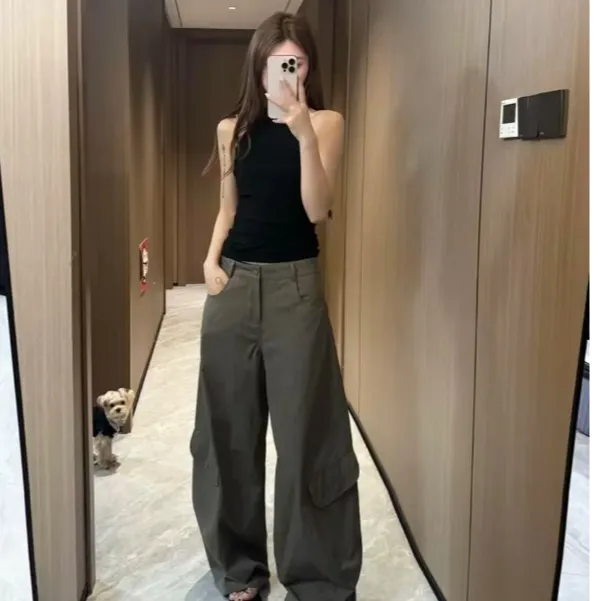【清货+运费险】褶皱秋季无弹力工装裤休闲裤阔腿裤痞帅御姐风