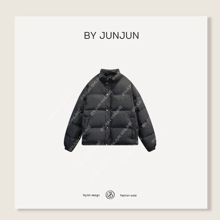 ByJunjun珺珺高级定制欧美风十字暗花羽绒服保暖外套
