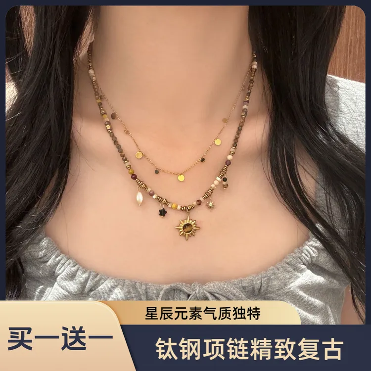 钛钢项链 「漠之星辰」新款法式复古串珠锁骨链气质设计小众颈链女