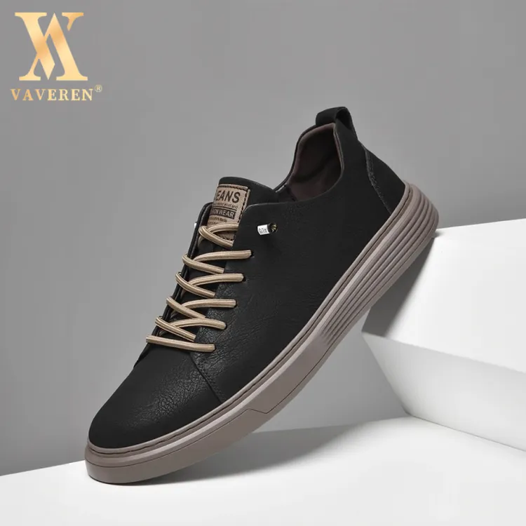 牛皮男鞋秋冬男士真皮运动休闲皮鞋板鞋英伦透气男士皮面休闲板鞋