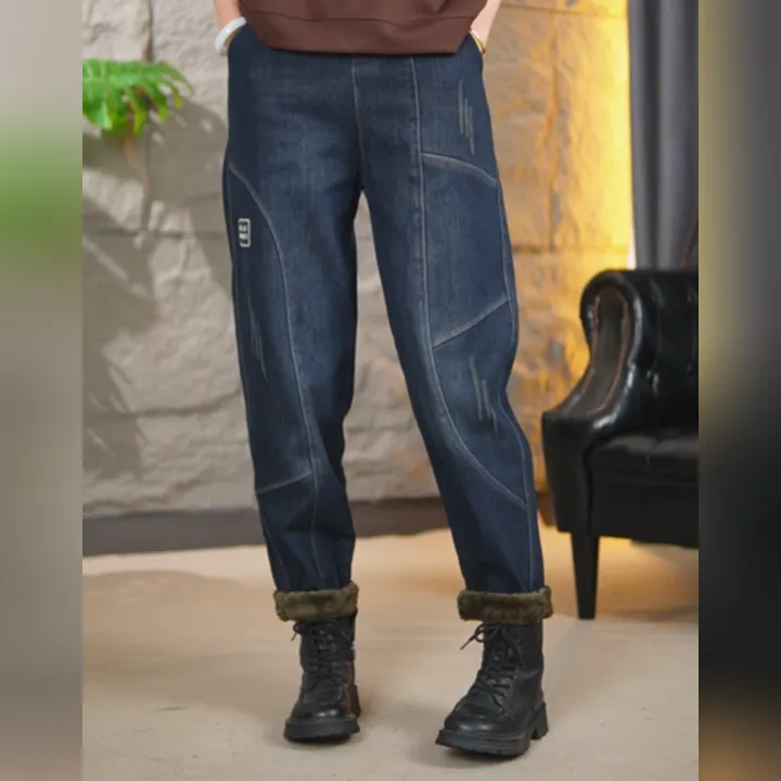 5005秋冬加绒款高腰时尚大码宽松女裤松紧腰显瘦百搭老爹哈伦裤