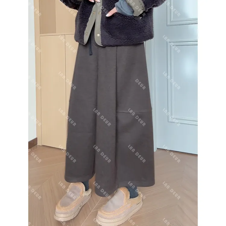 JIUJIU【复古胶片】加绒裤裙韩系时尚气质百搭显瘦慵懒风八分休闲裤