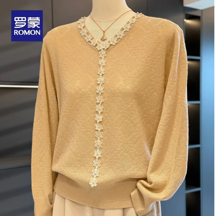罗蒙时尚洋气妈妈装针织衫女套头春秋新款上衣气质百搭小衫中老年