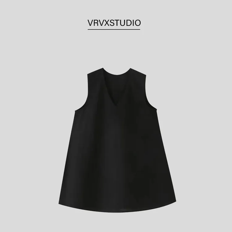 VRVX【夏上新】V领廓形慵懒水洗天丝亚麻物流酷飒风女装高级感