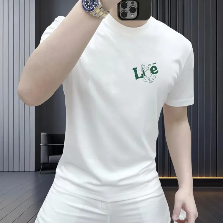 2025新款纯棉印花短袖T恤 Le双手合十