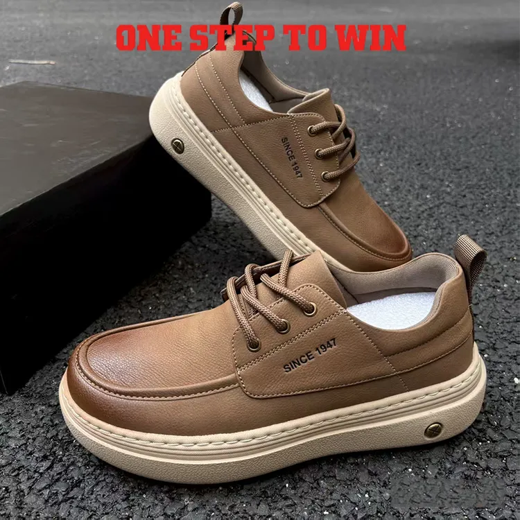 OSTW休闲皮鞋男款软底鞋子休闲鞋百搭男士加厚保暖抗寒显高男鞋