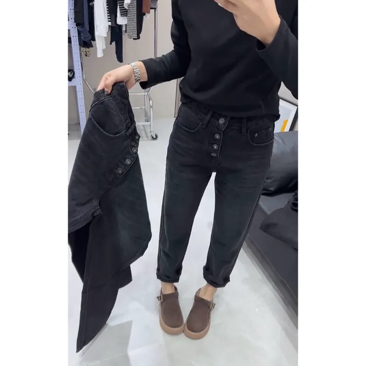 唐芯媛2025年秋季新款时尚百搭直筒牛仔裤子女窄版洋气九分法棍裤