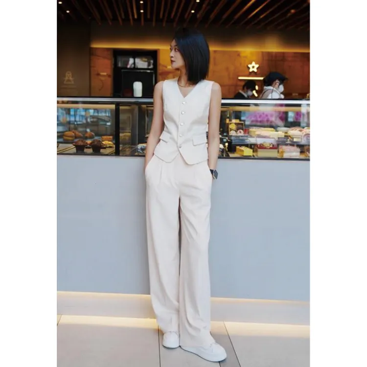 GIRDEAR/哥弟夏季冰凉薄款显瘦白色垂感巴黎裤休闲西裤子1100235