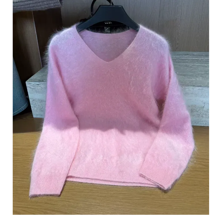 TANTAN 气质长袖针织纯色V领秋冬羊绒打底衫3911