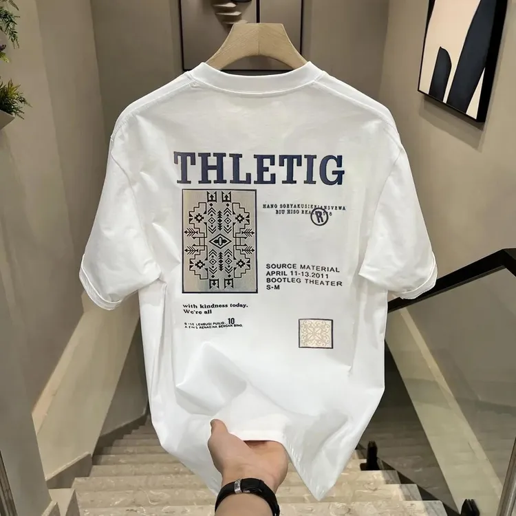 短袖圆领印花薄款修身型夏季T恤上衣情侣百搭ins半袖男士