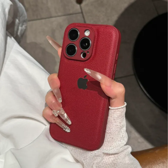 高颜值秋冬荔枝皮纹适用苹果17promax手机壳iPhone16防摔15/14/13