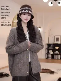 【YANYAN】早秋新款坑条金色扣中长款外套毛衣长袖YY-8941