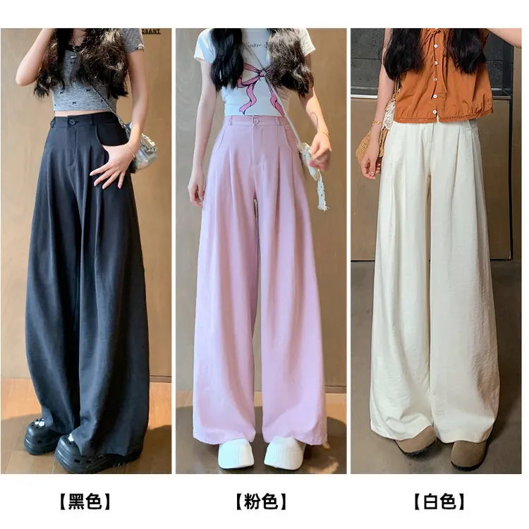 CY523#奶芙西装休闲单扣阔腿裤2025春夏款新款薄款