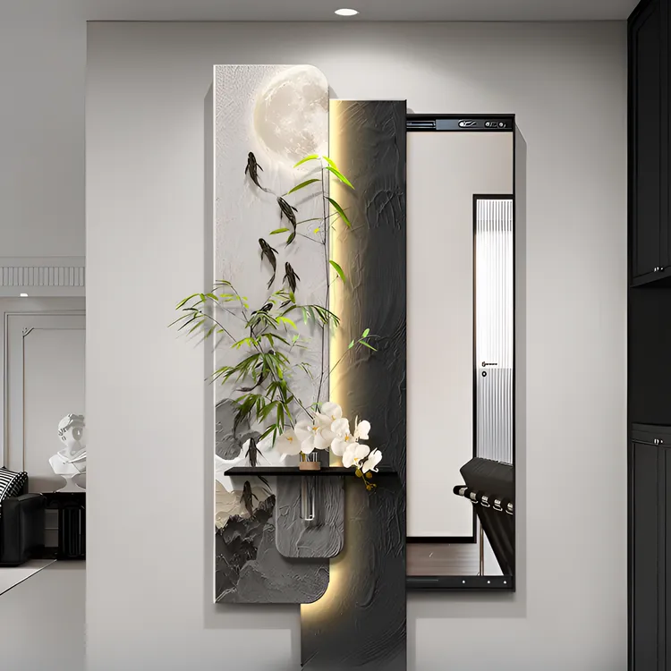 现代轻奢推拉全身镜子隐藏式隐形穿衣镜水培绿植隐藏式穿衣镜