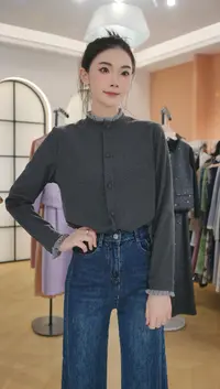 Z8698德绒花边领打底秋冬新款宽松显瘦女洋气百搭针织衫 