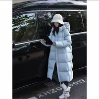 韩版加厚保暖连帽羽绒服女冬季新款休闲时尚中长款面包服潮