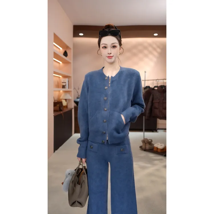 【MM.Studio】冬季新款洋气复古氛围感开衫气质通勤套装-MM165