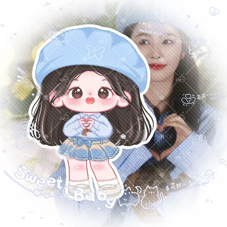 【2284人收藏】原创蓝色牛仔贝雷帽比心杀青造型立牌白鹿白鹿周边