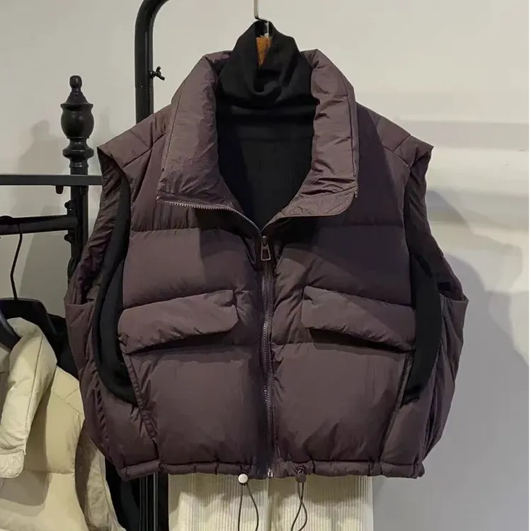 欧货马甲女同款2025新款韩版宽松棉服棉衣马夹坎肩背心短款秋冬