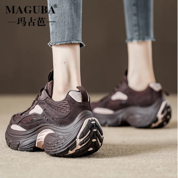 MAGUBA/玛古芭擦色复古老爹鞋女厚底增高女鞋2025新款运动休闲鞋 