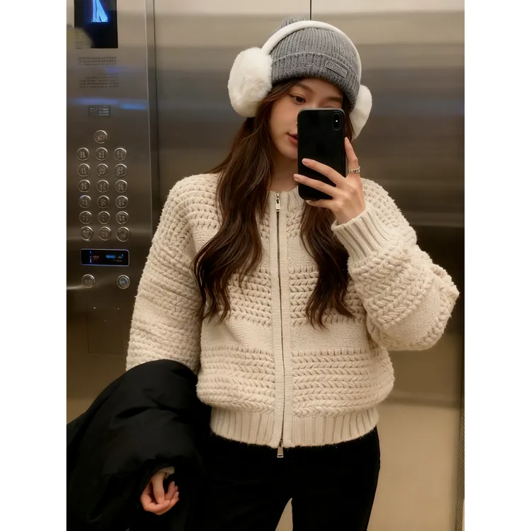 双十一狂欢价!【Lp小奶糕】粗针织温柔米色针织开衫上衣秋冬