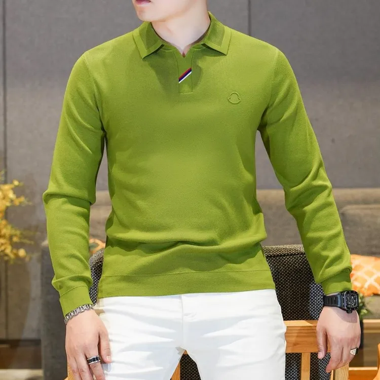 2025秋冬新款男士翻领针织衫长袖毛衣混纺打底衫青年休闲上衣欧货