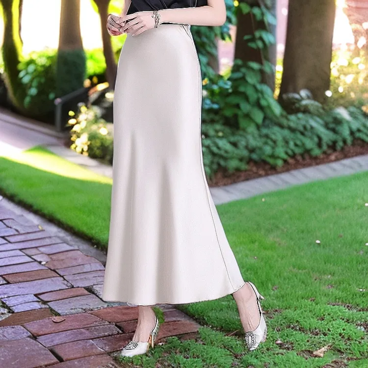 高档月光裙醋酸缎面鱼尾裙2025夏季新款显瘦亲肤垂顺长裙子高级感