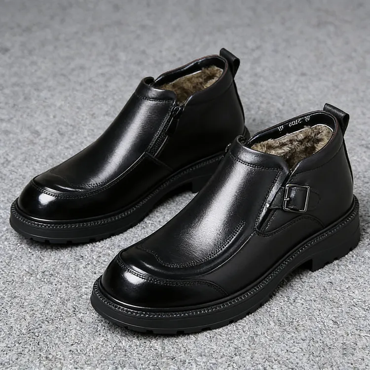 男士冬季加绒头层纯牛皮皮鞋里面真皮鞋29012加厚保暖商务皮鞋