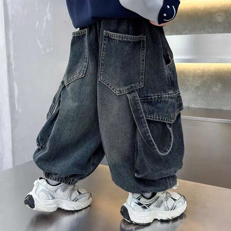 男童牛仔裤春秋2025新款韩版儿童立体工装裤春季男孩宝宝秋装长裤