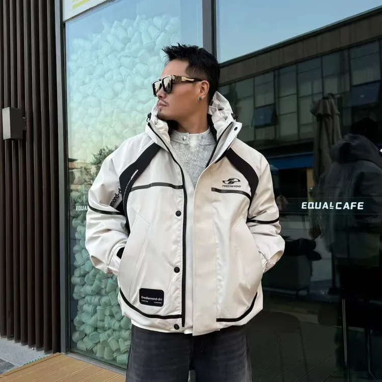 创恒（冈仁波齐）冬季时尚潮流撞色拼接设计师款连帽羽绒服冲锋衣